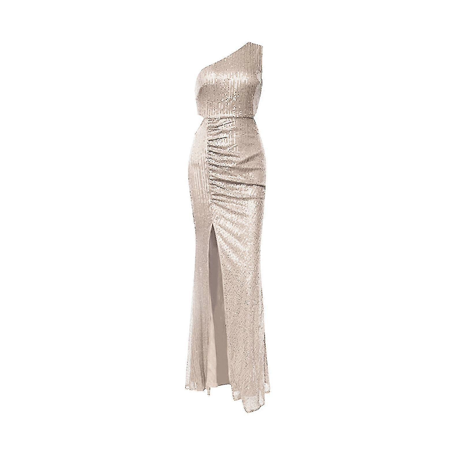 Robe de soirée à paillettes, asymétrique, sans manches, col en V, dos nu, robe moulante sexy