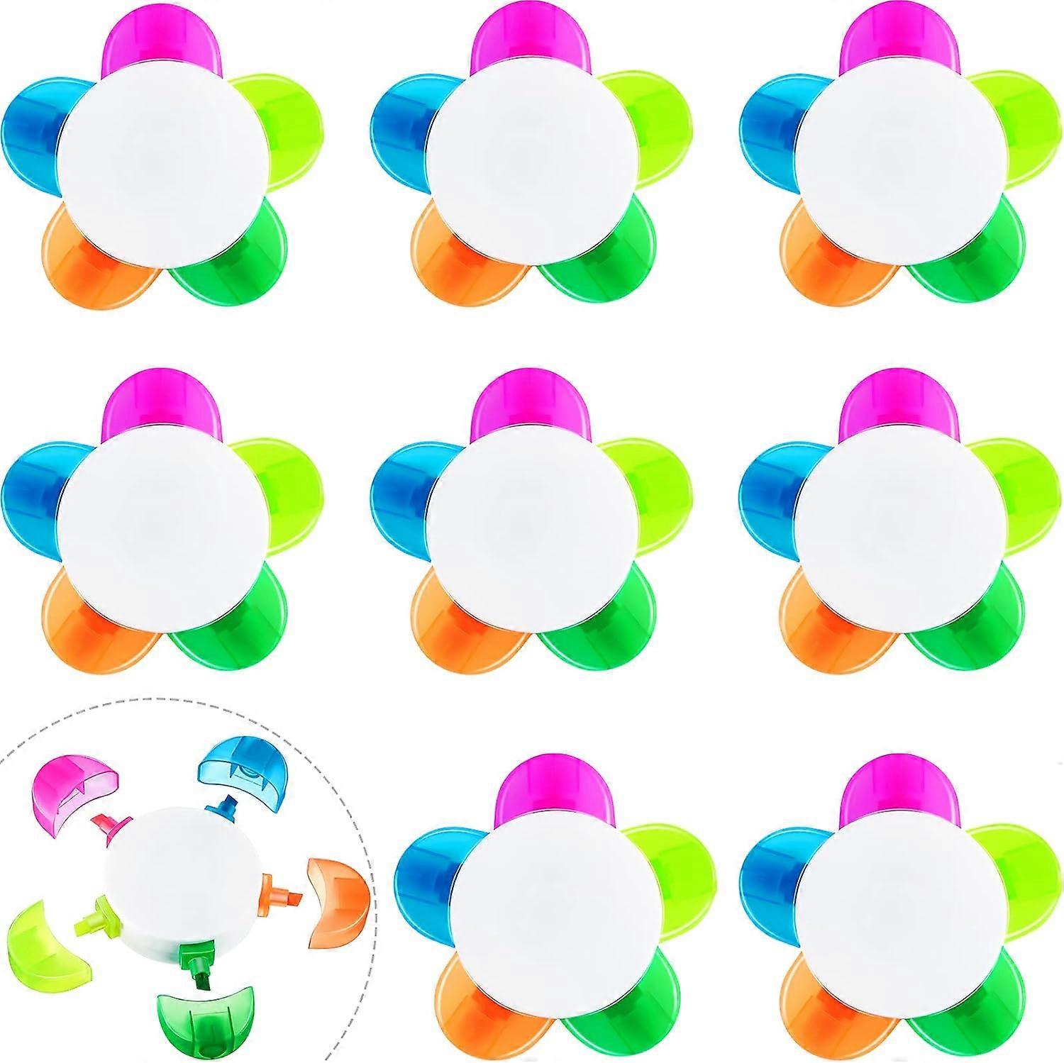 Blütenblätter Textmarker, Blumenform Aquarell Textmarker Stifte, 5-in-1 fluoreszierende Stifte für Schulbüro-Schreibwaren, 5 verschiedene Farben
