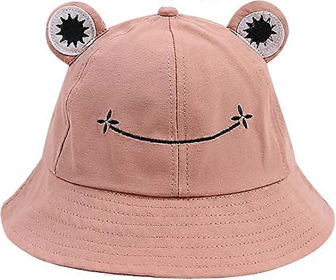 Pilk Frog Bucket Hat Cute Foldable for Fishing Hiking Camping Pink