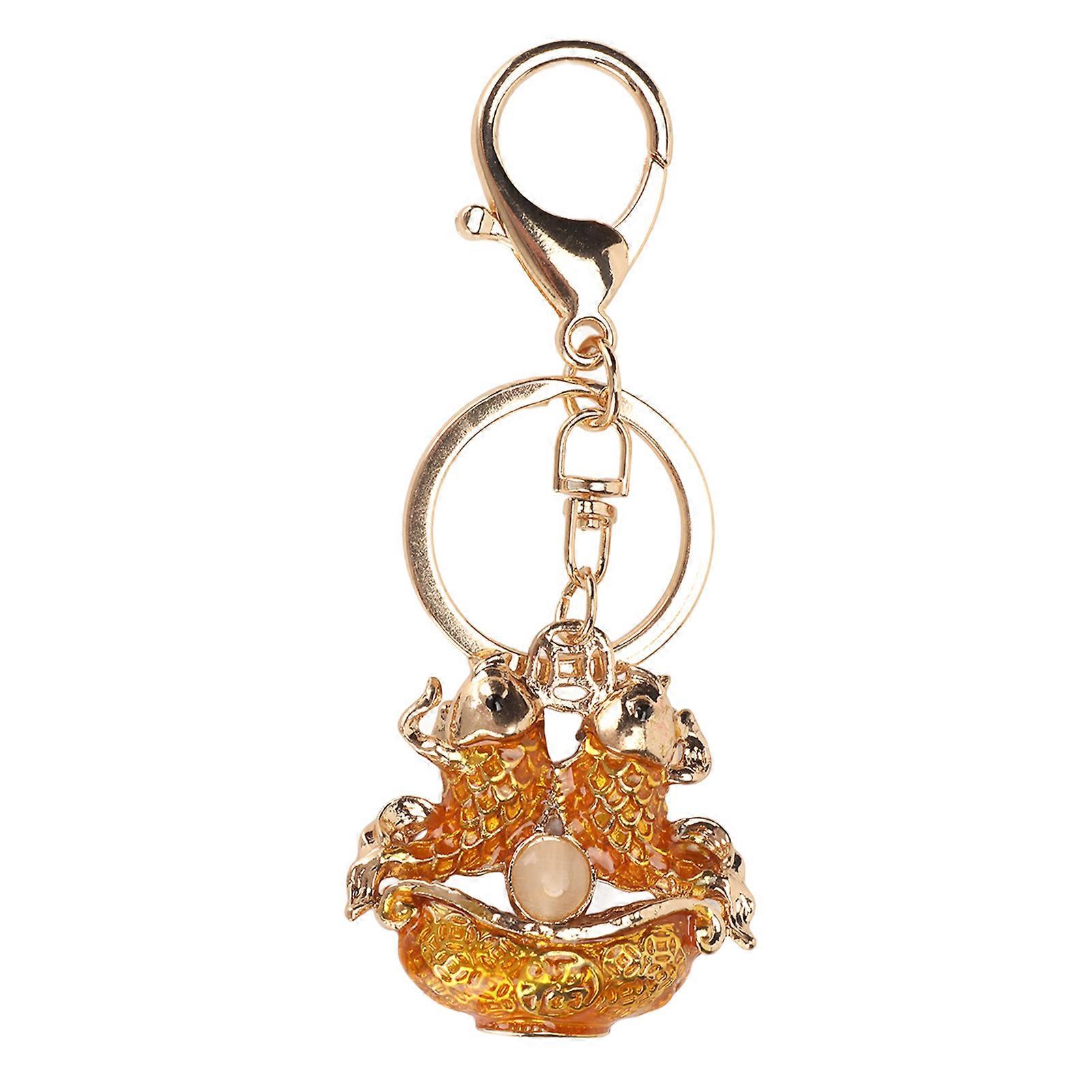 Fish Keychain Feng Shui Carp Key Ring Good Fortune Decoration Car Key Bag Hanging Pendant Blue