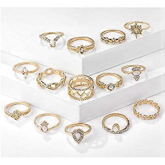 Damen Vintage Ringe Set – 4/5 Goldene Knöchelringe Mit Zirkonia Zum Stapeln