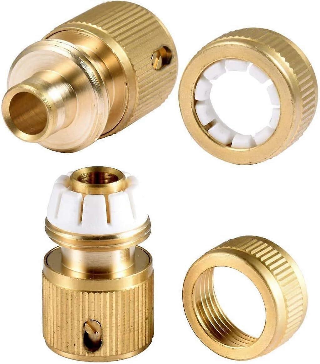 Brass Hose Connector (2pc) - Quick Connect Fitting for Gardening