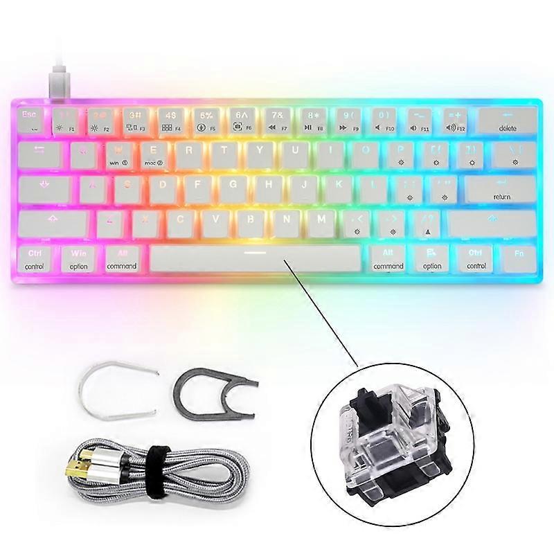 Wired Mechanical Gaming Keyboard 61Key RGB Backlit Programmable Mini Keyboard