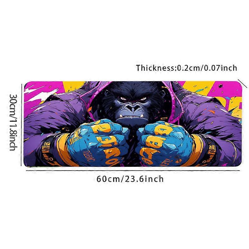 1pc Large Cartoon Gorilla Gaming Mousepad - Anti-Slip Natural Rubber Desk Mat for Office and Home Use