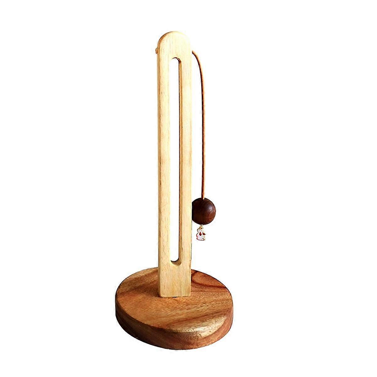 Wooden Stand Up Paper Towel Roll Holder One-Handed Kitchen Paper Towel Dispenser, with Anti-Slip We