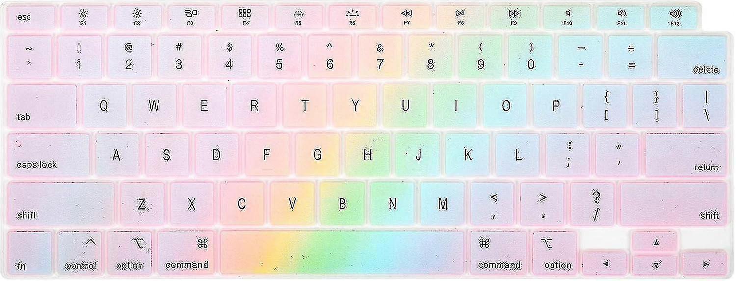 Keyboard Cover For 2020+ Macbook Air 13" Model A2179 A2337 Apple M1 Chip With Touch Id, Macbook Air M1 Keyboard Protector Skin, Rainbow