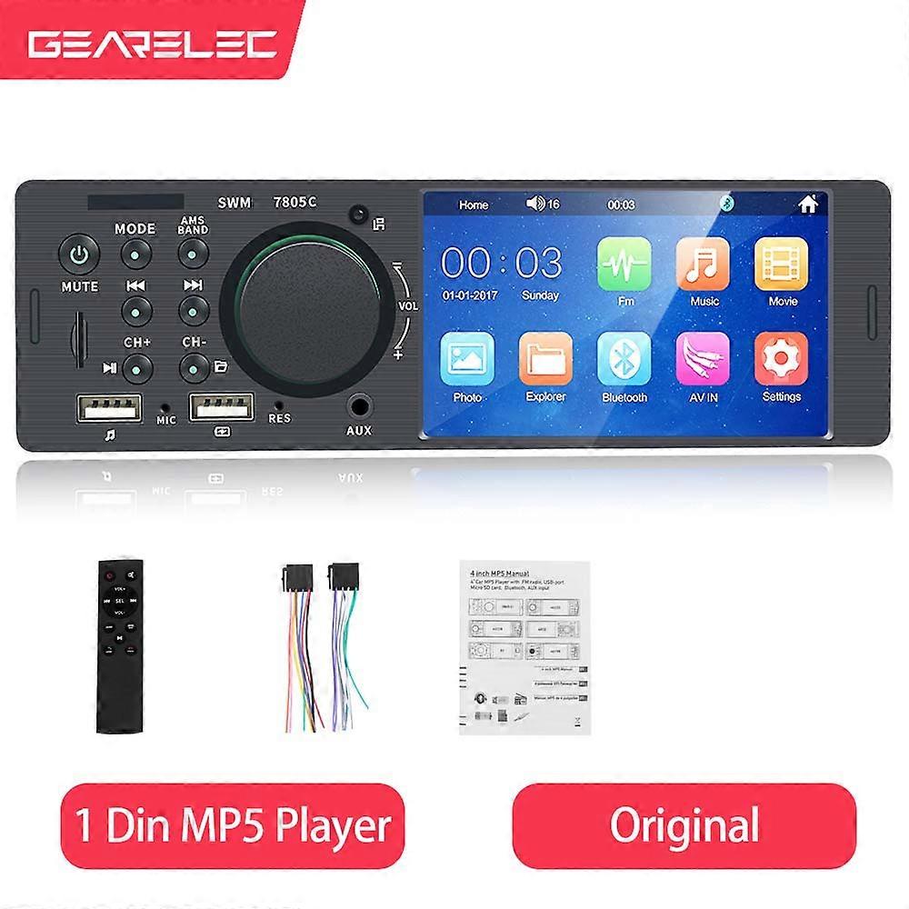 4.1"Car Radio 1 Din Touch Screen MP5 Player Audio Stereo Bluetooth FM Receiver USB Support Rearview Camera 7805C