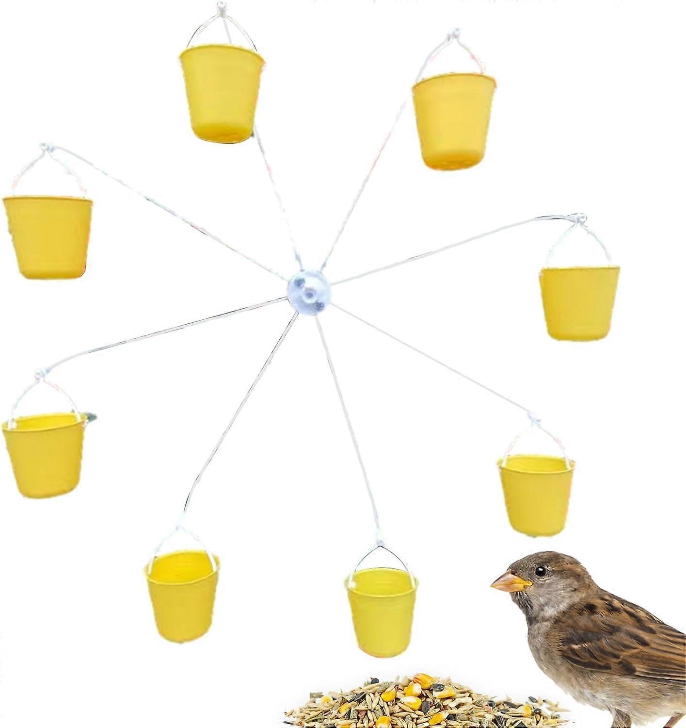 Bird Feeder, Rotating Ferris Wheel Bird Feeder Toy, Multi Feeder With 8 Feeding Buckets, Rotating Bird Feeder For Swallow, Sparrows, Yellow Finch, Mag