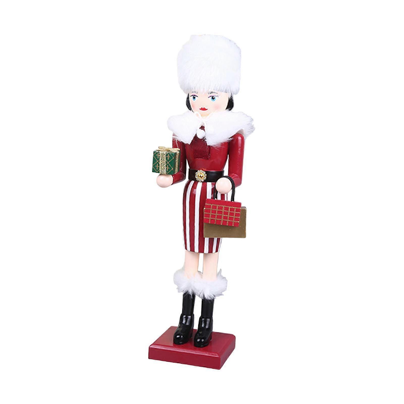38cm Wooden Nutcracker Ornaments Nutcracker Figurines for Desktop Home Table Gifts