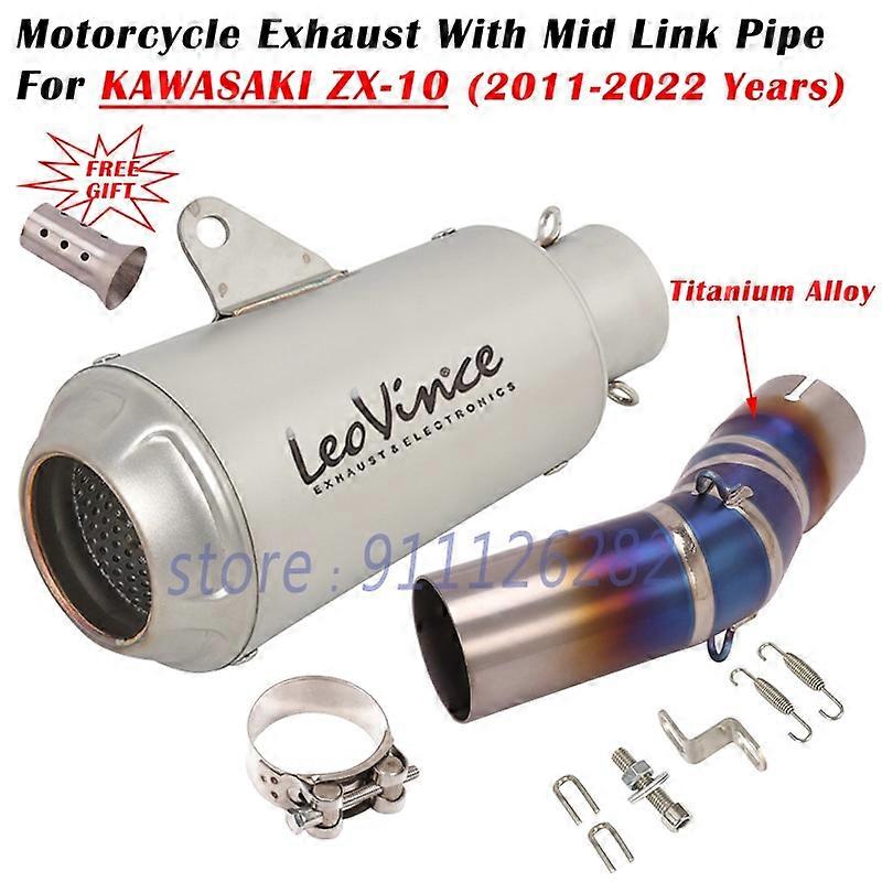For Kawasaki Ninja ZX10R ZX 10R 2011 - 2022 Motorcycle Exhaust Escape System Modify Muffler With Titanium Alloy Middle Link Pipe