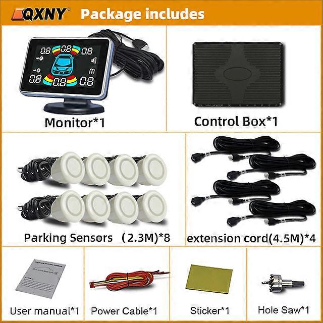 8 Parking Sensor Parktronic Car Automobile Reversing Backup Radar Electronics Rear Auto Detector Backing Assistance Kit Buzzer