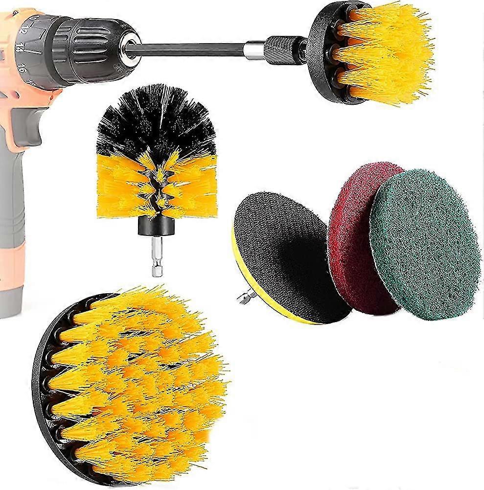 7pcs Electric Drill Brush Kit. Plastic Round Nylon Brush. Power Scrubber Drill