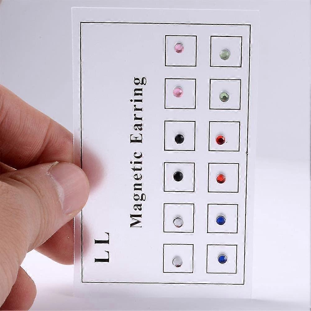12pcs Magnetic Crystal Stud Earrings Face Magnetic Clip Non