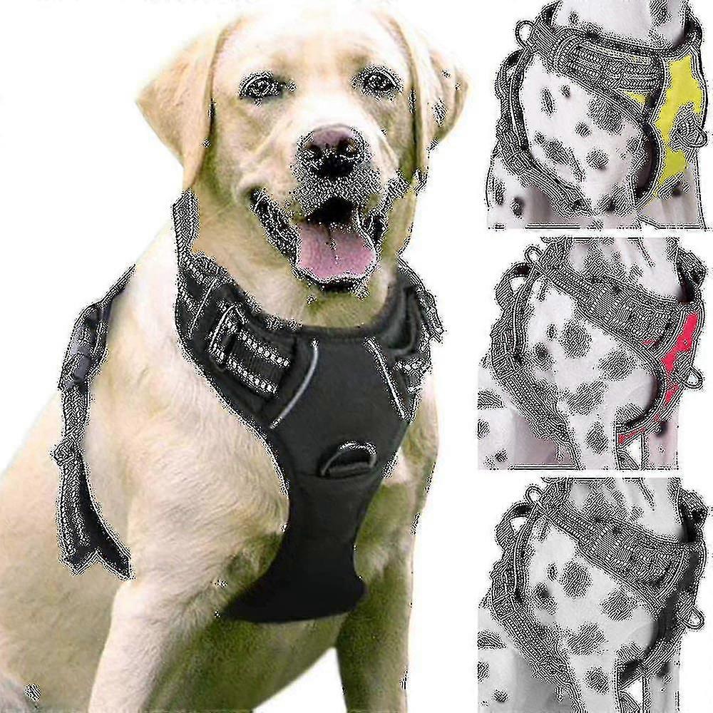 No-Pull Hundegeschirr Gepolstert Einstellbare Haustierweste Geschirr für große Hunde Training oder Gehen, schwarz, 45-65cm