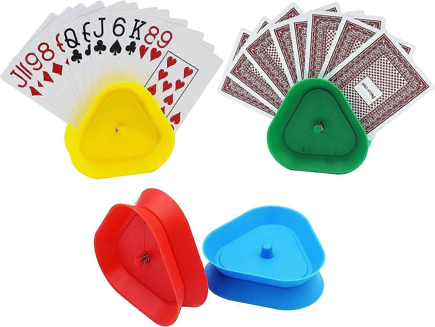 Yuanhe poker hand tray, triangular hands-free poker stand, random color, 4-piece set