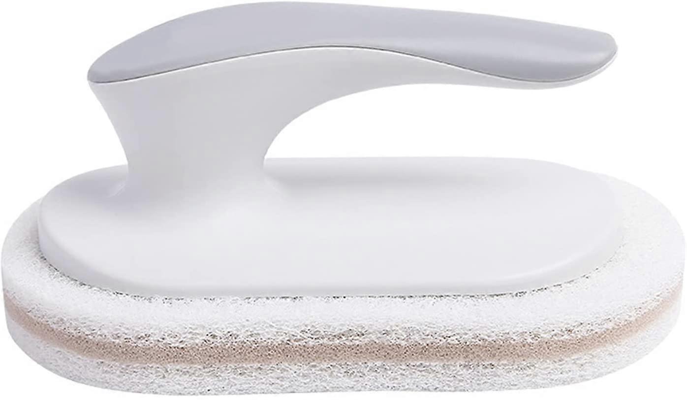Household Cleaning Brush with Handle Plastic Sponge Scraper Sponge Multi-function Sponge Brush Powerful Sponge Quick Cleaning Decontamination Brush Wh