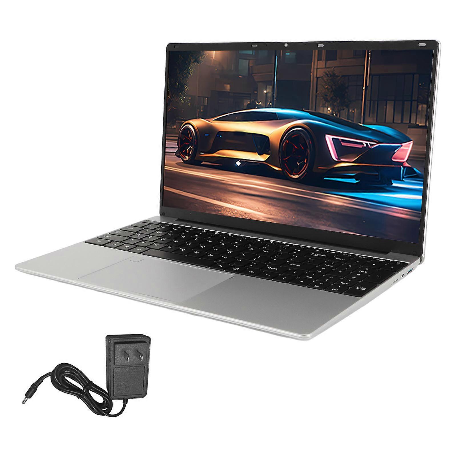 15.6 Inch Laptop FHD N6000 CPU Lightweight Slim Laptop PC with Fingerprint Unlock Webcam for Business Gaming US Plug 100‑240V 12GB Plus 512GB