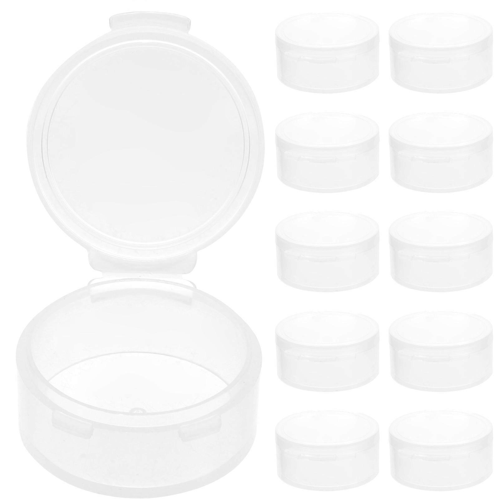 10pcs Transparent Round PP with Cover Container Earplug Storage (Transparent)