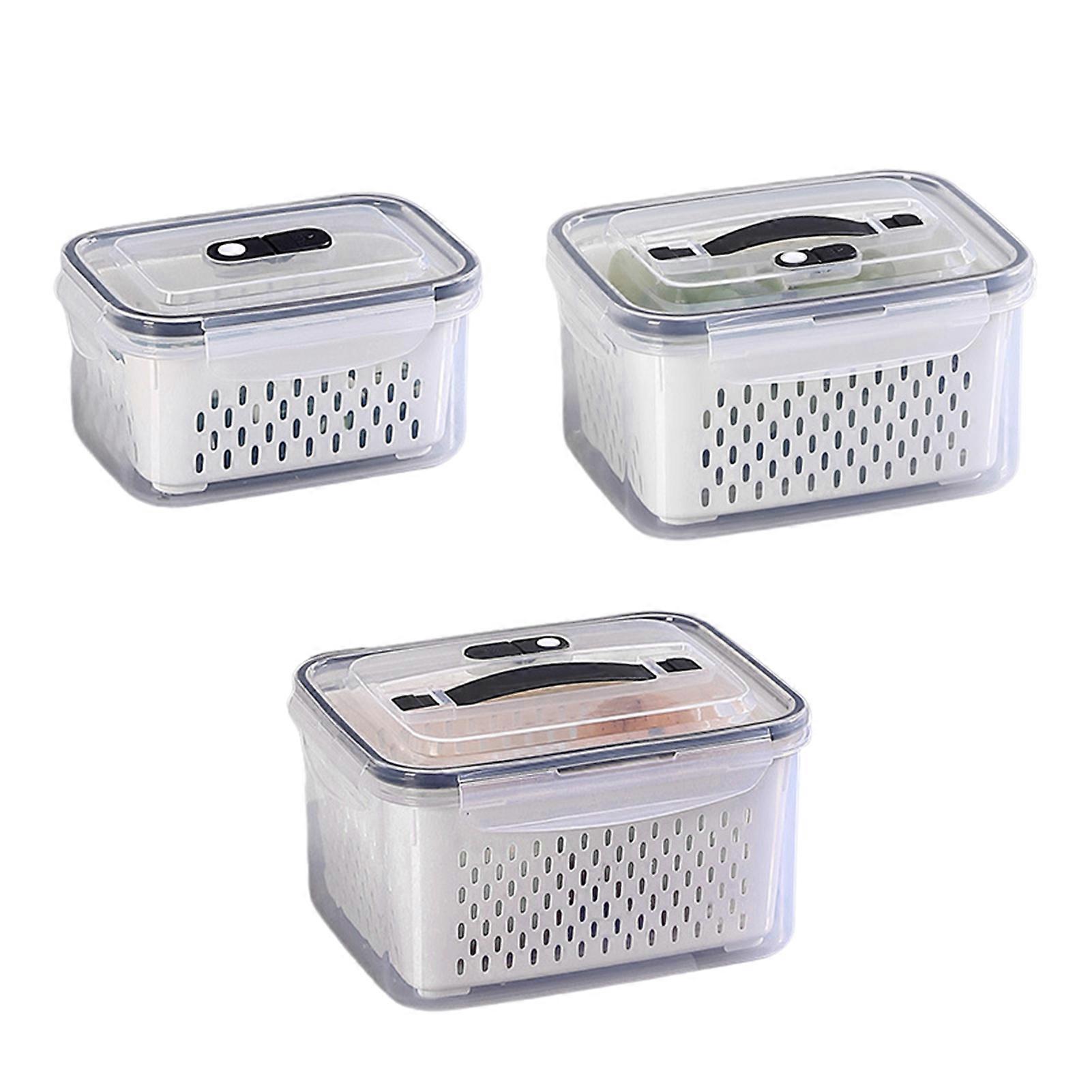 JiKaiX 800ML/1700ML/3150ML Fruit Storage Box Double-Layered Fruit Storage Container with Removable Colanders for Home