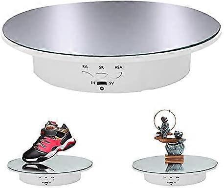 WhiteElectric Rotating Turntable for Photography, Mirror Cover 360 Degree Motorized Rotating Stand Display Table for Live Video Jewelry,Watch,3D Model