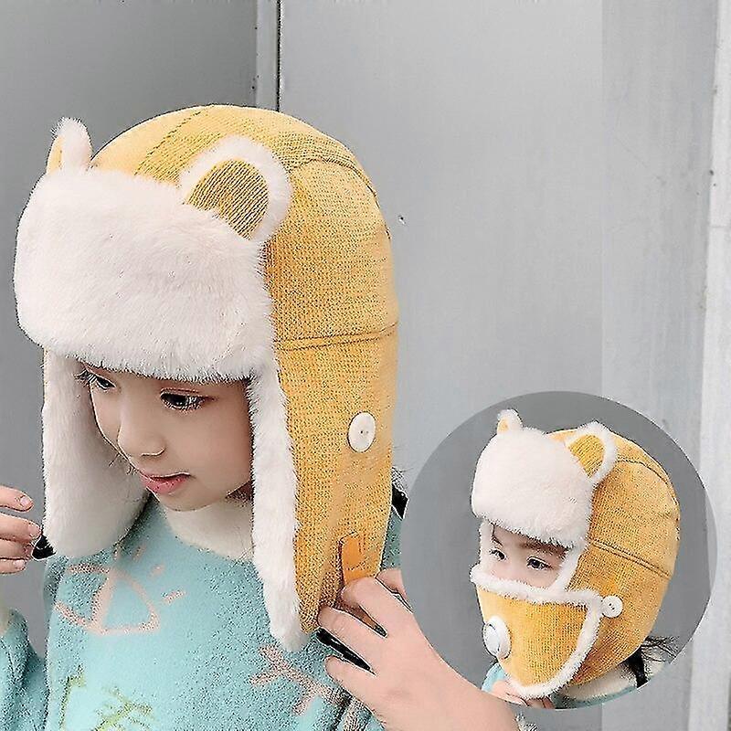 2022新しいキッズニットハット子供用ウィンタービーニー漫画ベアイヤーマフスカリーボーイズガールズキッズハット1-8歳ボンネット