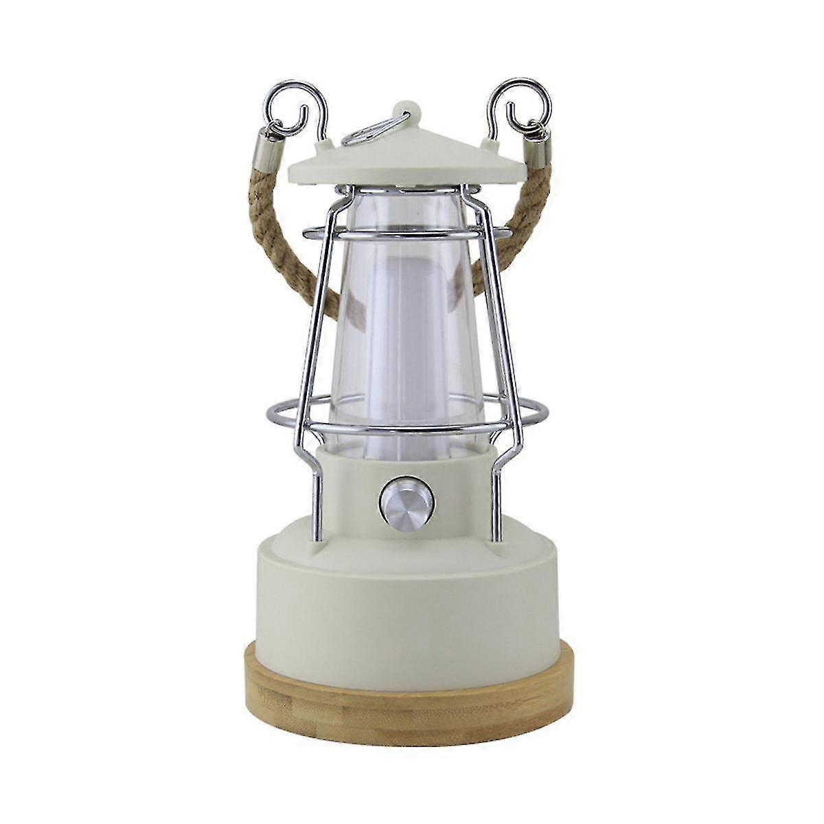 Multifunzionale Retro Camping Lamp Camping Atmosphere Stepless Dimming Horse Lamp Charging Dual-(bianco)