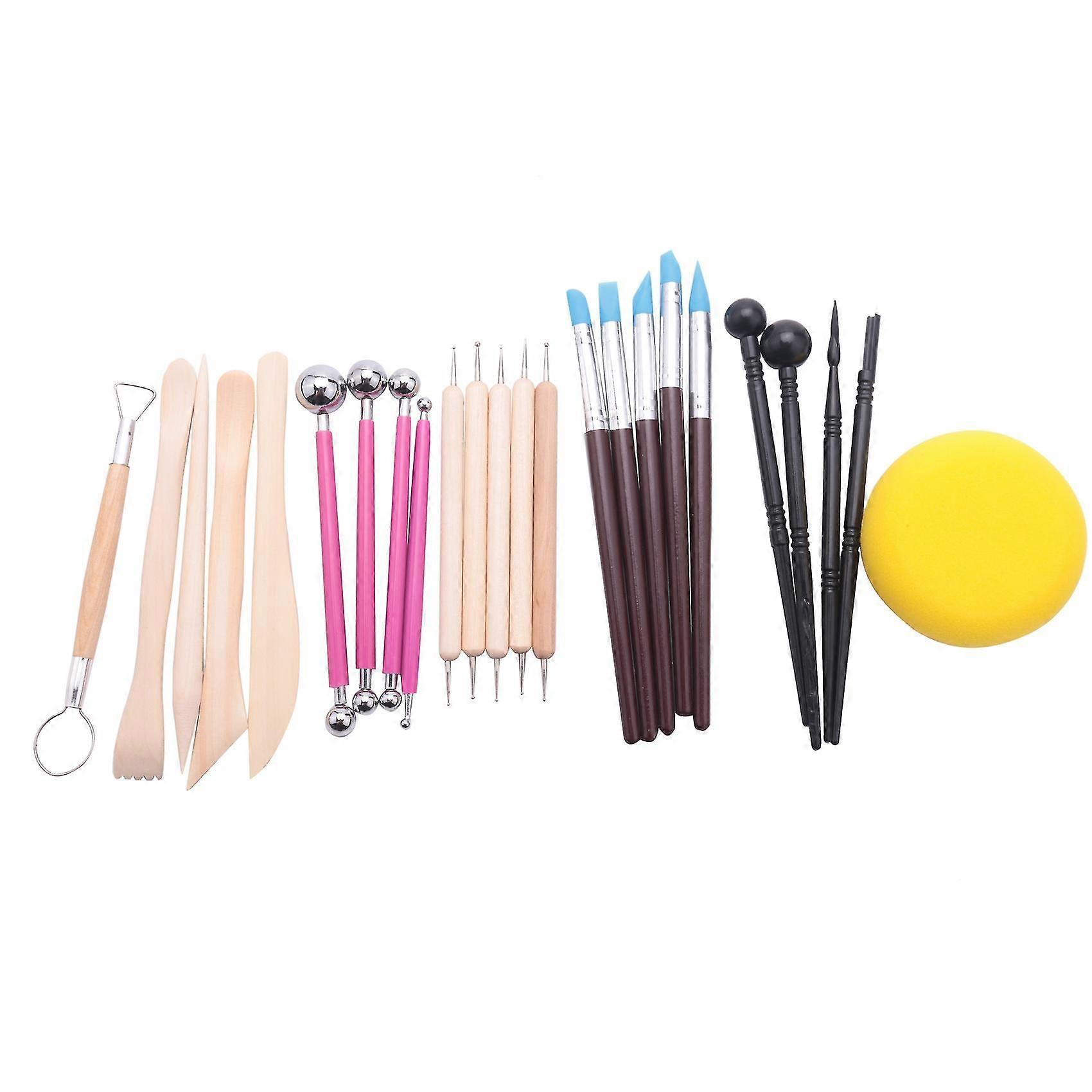 24 Pieces Set Of Clay Set Clay Sculpting Set Ball Stylus Embossing Pottery & Ceramics Diy Arts Craf