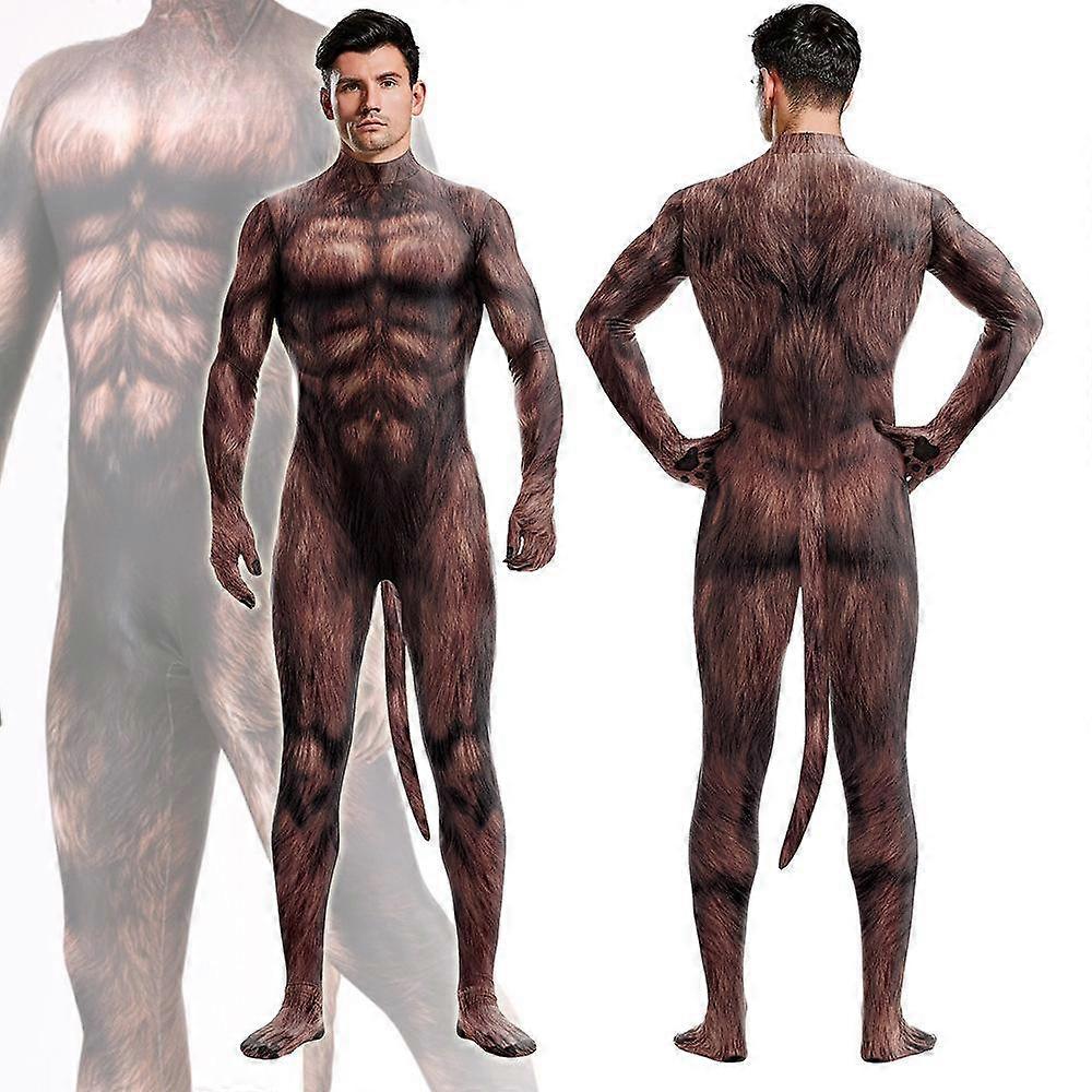 Men Funny Animal Muscle 3d Printed Jumpsuit Halloween Carnival Party Costumes