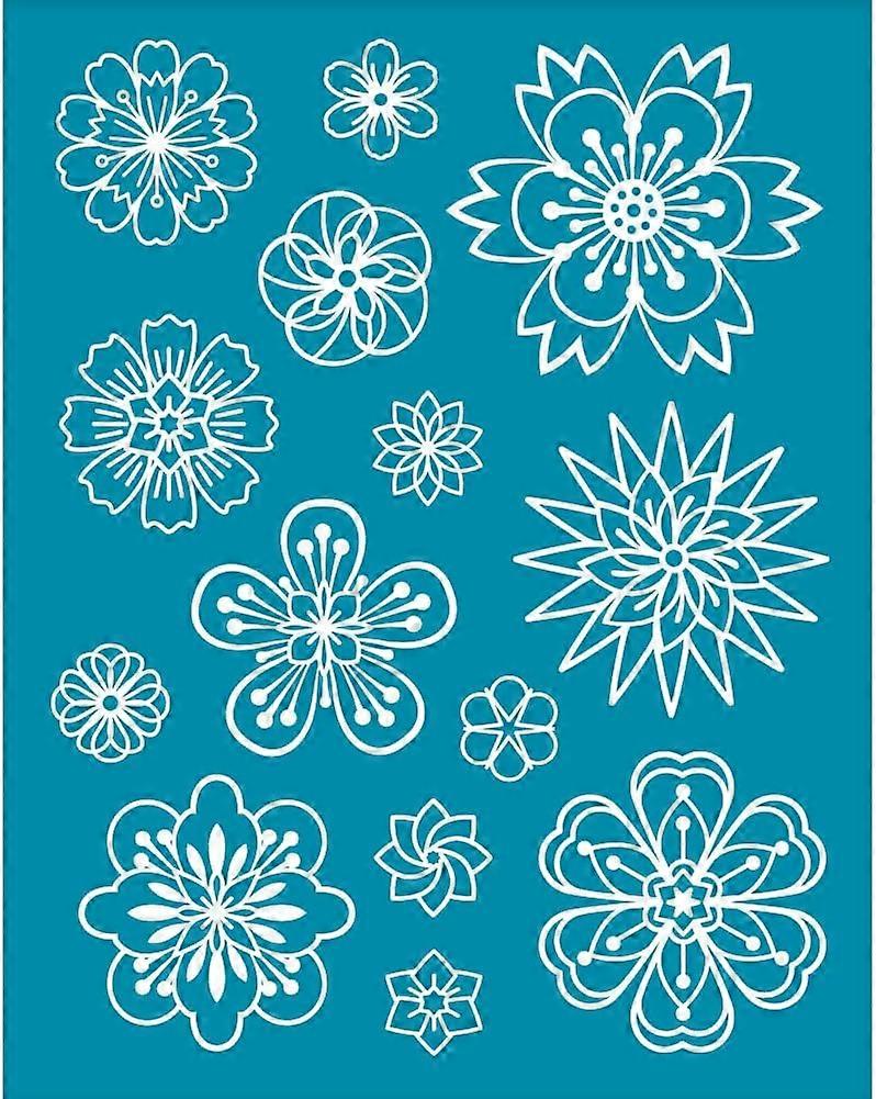 4x5 Inch Flower Silk Screen Stencils for Polymer Clay Frangipani Sakura Clay Stencils Cherry Blossom Silk Screen Printing Stencils Reusable Mesh Trans