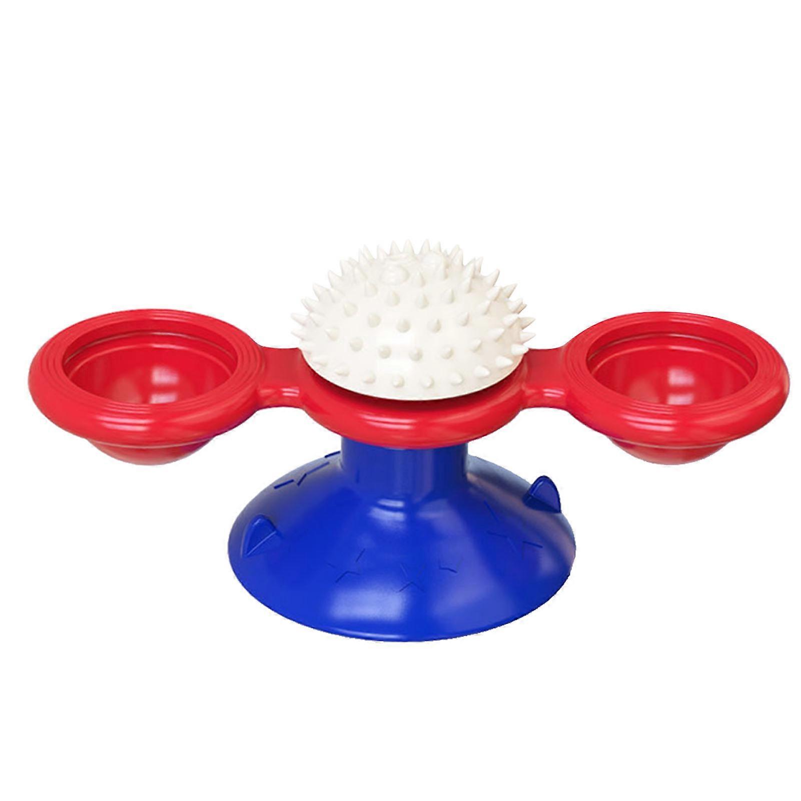 Windmill Cat Toy Rotating Interactive Multifunctional Kitten Comb Toy for Wall Door Blue