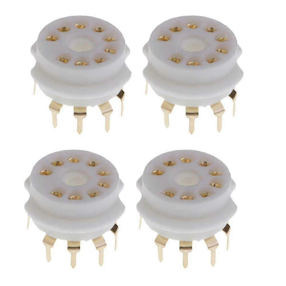 12AX7 12AT7 12AU7 ECC83 ECC82 E88CC 6922 6p1と互換性のある4PCSセラミック9ピンゴールドPCB真空管ソケット
