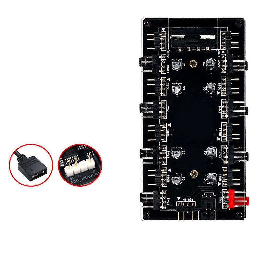 5V 3Pin ARGB, ARGB + PWM 2 i 1 blæserhub, 12V 4P RGB Splitter Hub Fan Interfaces