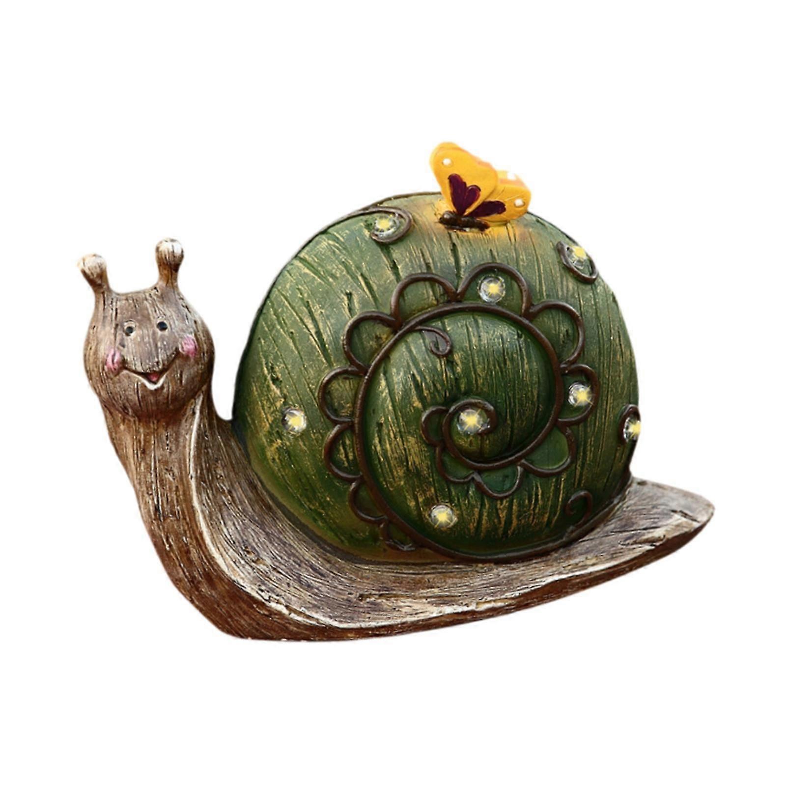 Snails Garden Statue with Solar Light Solar Powered Lamp for Patio Tree Lawn A
