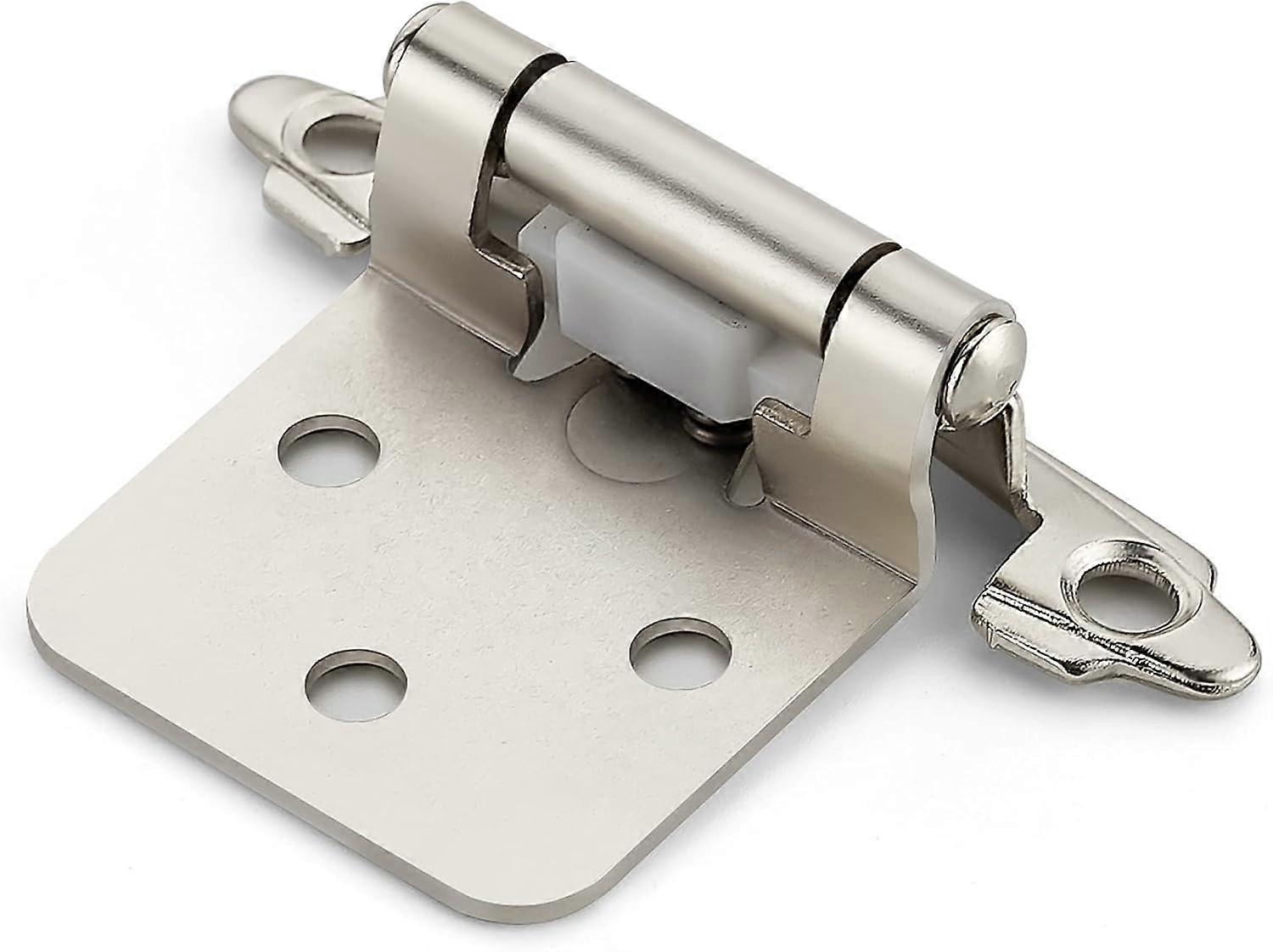 10 Pack Cabinet Hinges Satin Nickel Self Closing Design for Smooth Operation 1/2 Inch Overlay