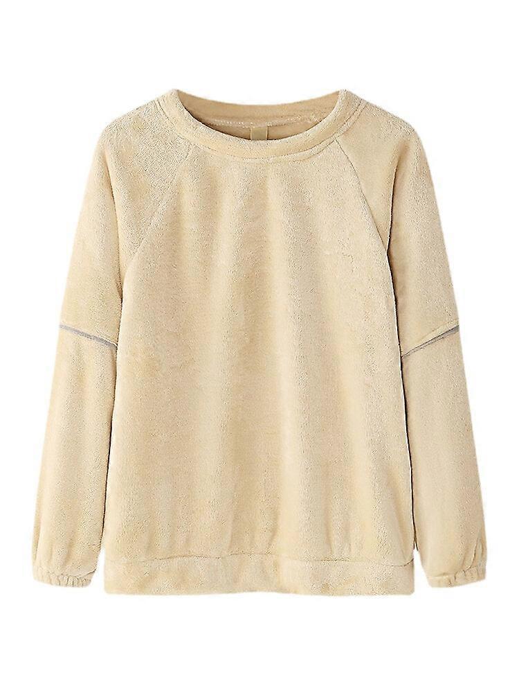 Women's Coral Fleece Raglan Sleeve Pajama Set With Pockets - Warm & Cozy