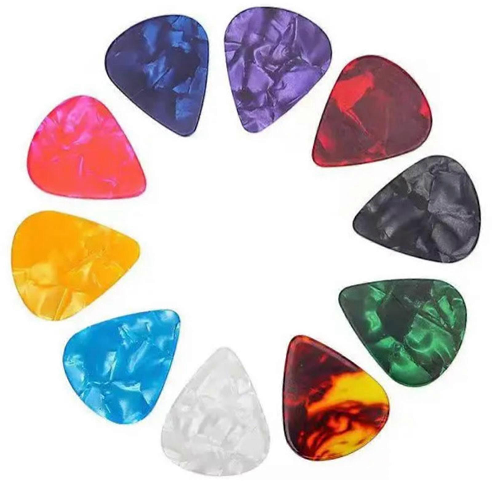 3 olika tjocklek gitarrplektrum, 9 stycken celluloid gitarrplektrum, för akustisk, elektrisk, basgitarr, ukulele (0,5 mm 0,75 mm 1,0 mm)