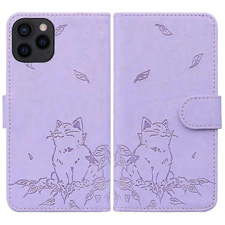 Compatible For iPhone 16 Pro Max Case Wallet Cat Pattern Imprinted Leather Phone Cover
