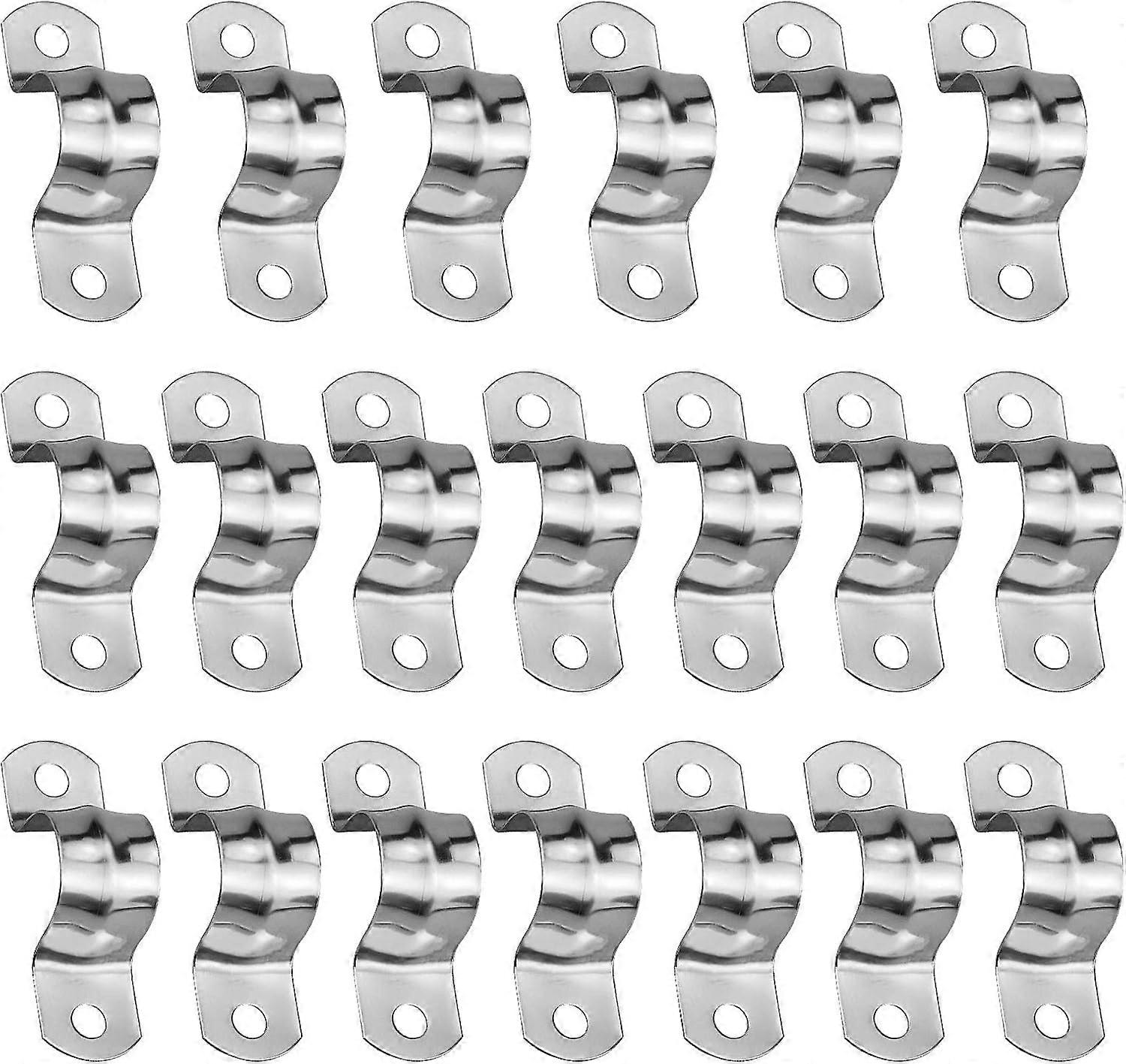 25pcs Stainless Steel U-Tube Clamp, 20mm Connection Ring Pipe Clamp, Riding Card Saddle Card Pipe Fastener, U-Shape Hanger Saddle Strap Clamp Clamp