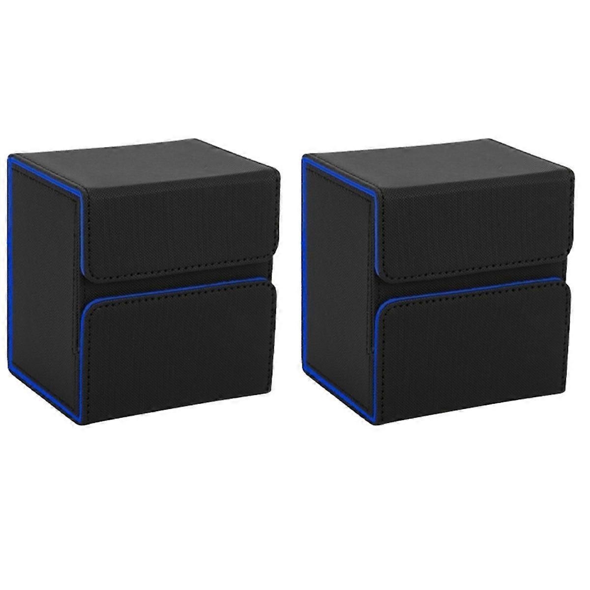 Tabletop Game Portable Storage Box, Card Protector, Large Capacity Storage Box Black+Blue
