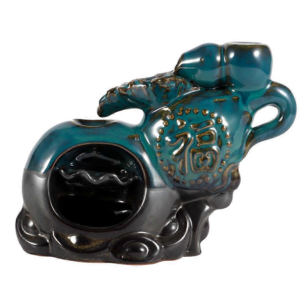 Ceramic Incense Holder Smoke Reflux Incense Burner Decorative Ornaments for Home, Size 5in, Elegant Design, Black Color