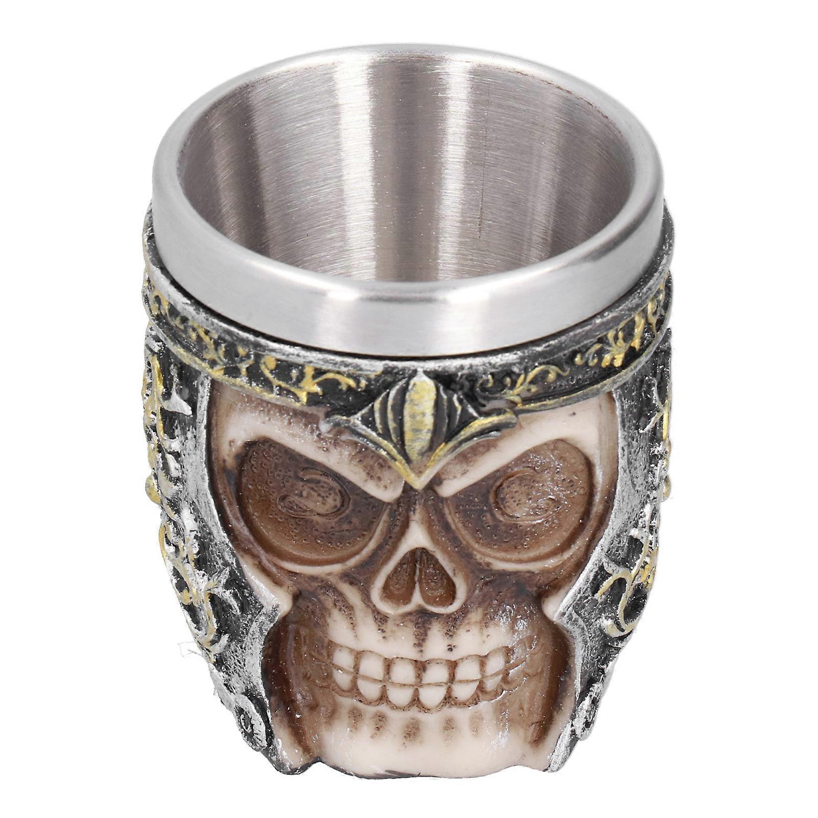 Skull Mug with Stainless Steel Liner, Anti-Rust Small Viking Cup for Home Bar Party Use, Resin Material