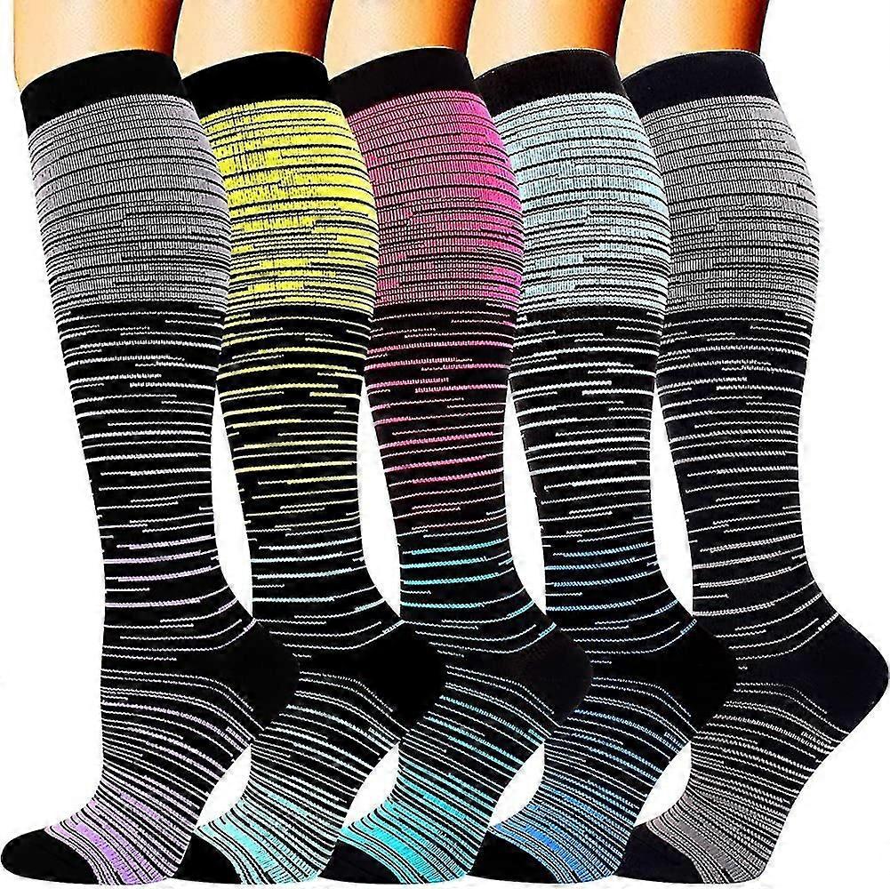 5 Pairs Compression Socks For Men Women 20-30 Mmhg For Running Nurses Flight
