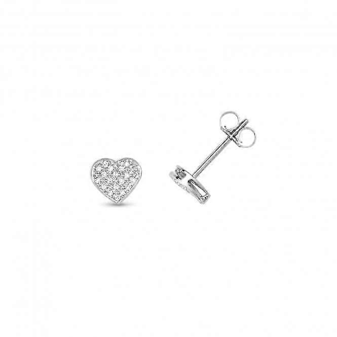 Diamond Jewellery 9ct White Gold Diamond Heart Earrings ED174W