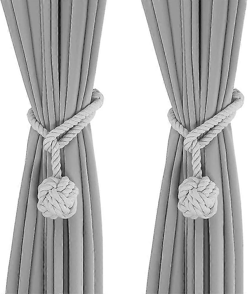 2 peças bege malha cortina tiebacks com 64 centímetros de comprimento cinza para decoração do quarto com fivela decorações