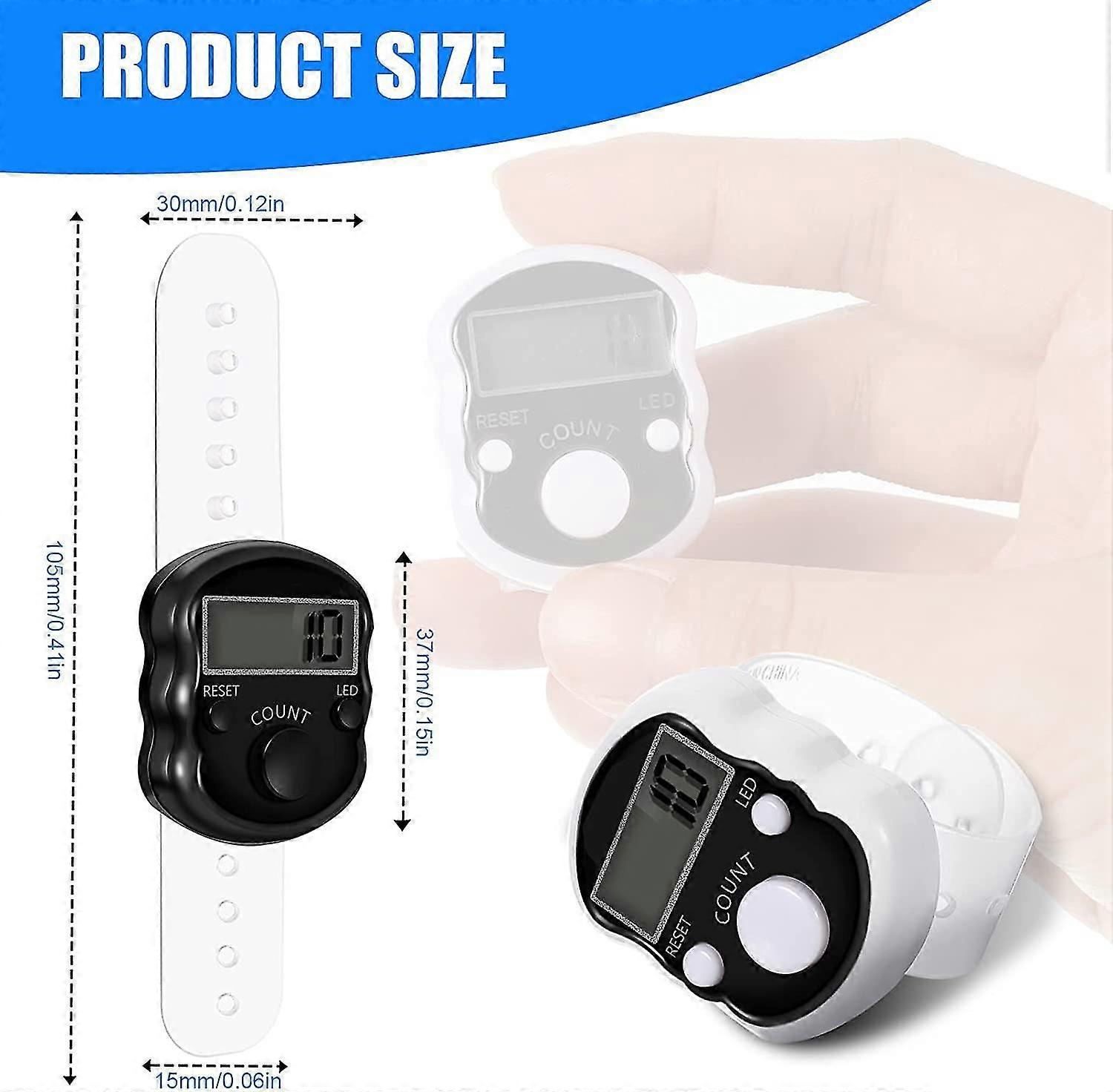 2pcs Manual Electronic Rosary Counter Led Automatic Knitting Row Count 5 Digit Resettable