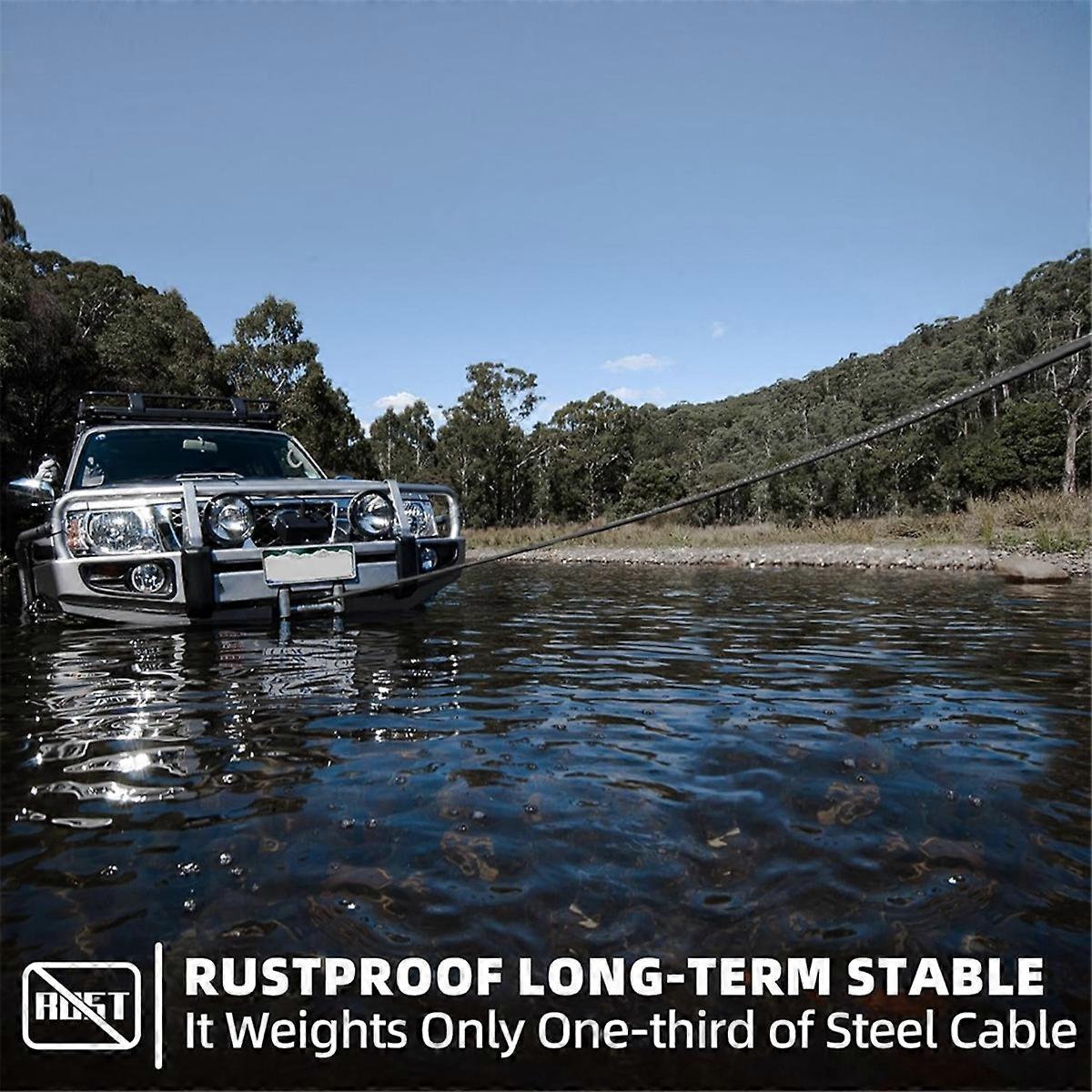 Synthetic Winch Rope Kit, Winch Hook, Safety Pull Strap,Red