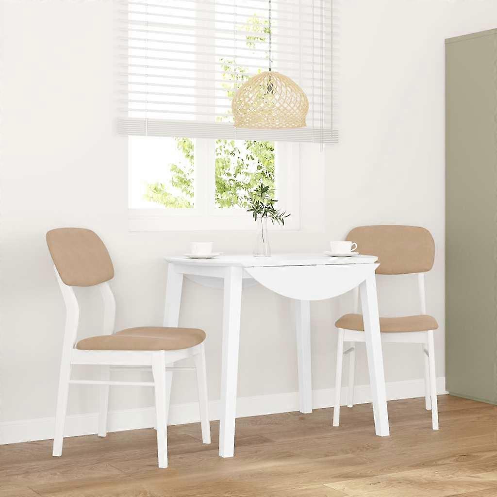 Dining chairs with cushions 2 pcs. White solid wood rubber tree