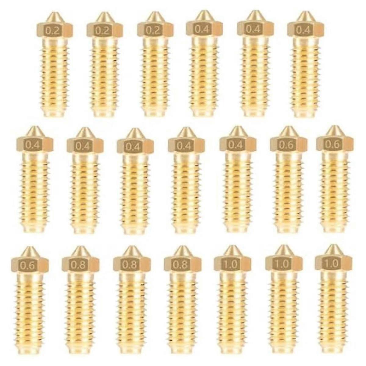 20PCS Barss Nozzles Kit for 3, 3D Printer 8PCS 0.4mm and 3PCS 0.2mm, 0.6mm, 0.8mm, 1.0mm Nozzles Ki