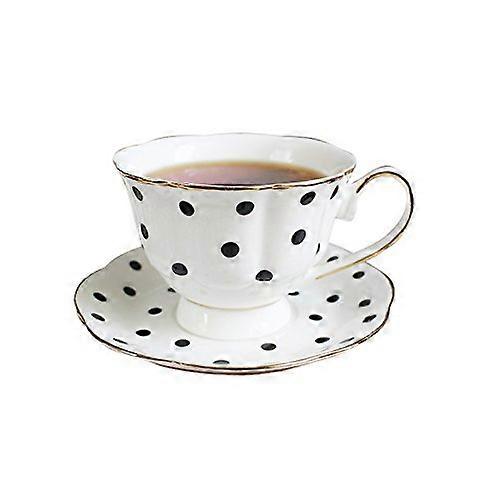 Black and White Retro Series European Striped Polka Dot Cup Coffee and Saucer Mug Cake Plate Afternoon Tea Set