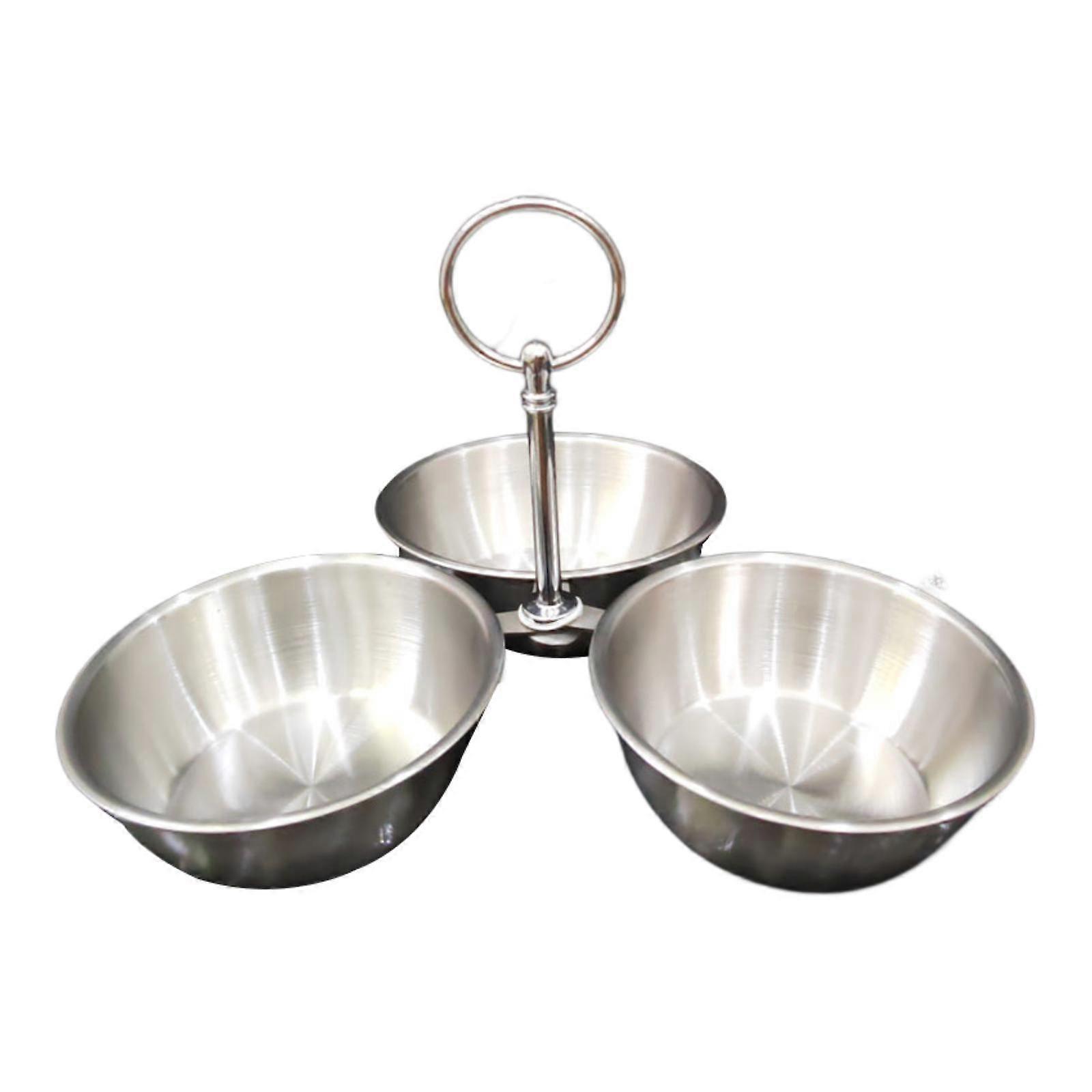 Serving Bowls Set, 3 Section Serving Dishes Display Stand, Divided Serving Tray